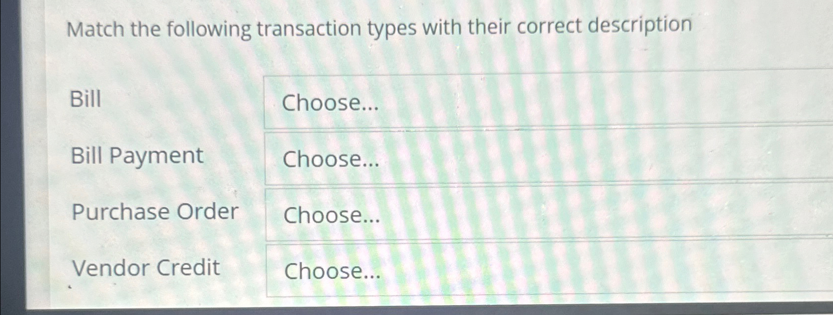 Solved Match the following transaction types with their | Chegg.com