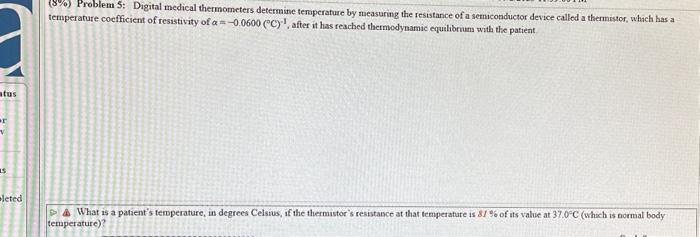 Solved temperature cols temperature coefficient of | Chegg.com