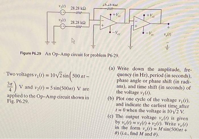 Solved Figure P6.29 An Op-Amp circuit for problem P6-29. Two | Chegg.com