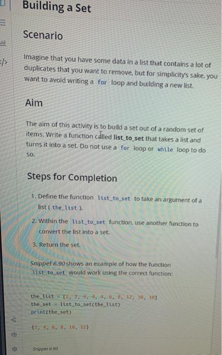 Solved Building a Set Scenario / Imagine that you have some | Chegg.com