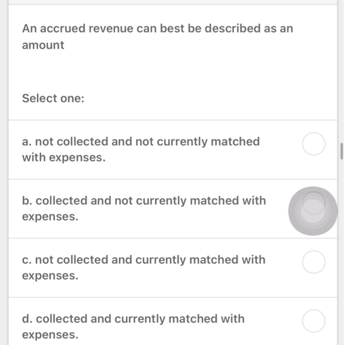 An Accrued Revenue Can Best Be Described As An Amount Solved An accrued revenue can best be described as an amount | Chegg.com