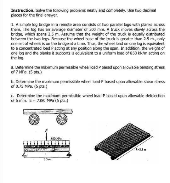 Solved Instruction. Solve the following problems neatly and | Chegg.com