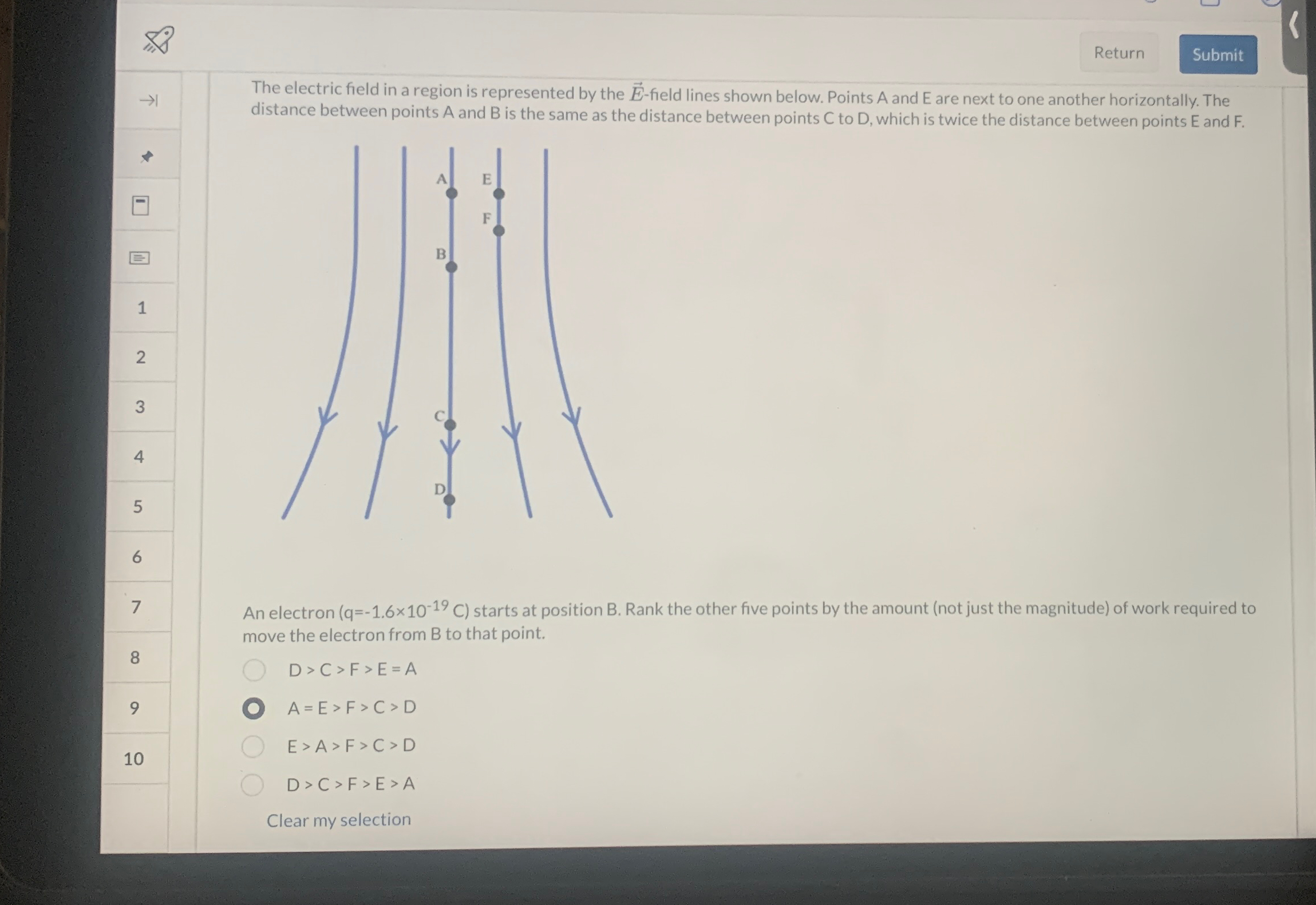 Solved The electric field in a region is represented by the | Chegg.com