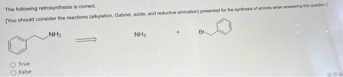 Solved The following retrosynthesis is correct. [You should | Chegg.com