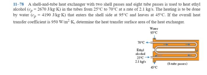 Solved 11-78 A shell-and-tube heat exchanger with two shell | Chegg.com
