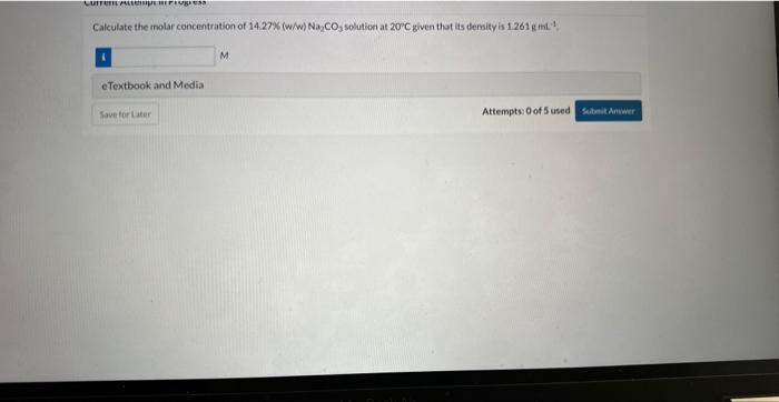 Solved Calculate the molar concentration of | Chegg.com