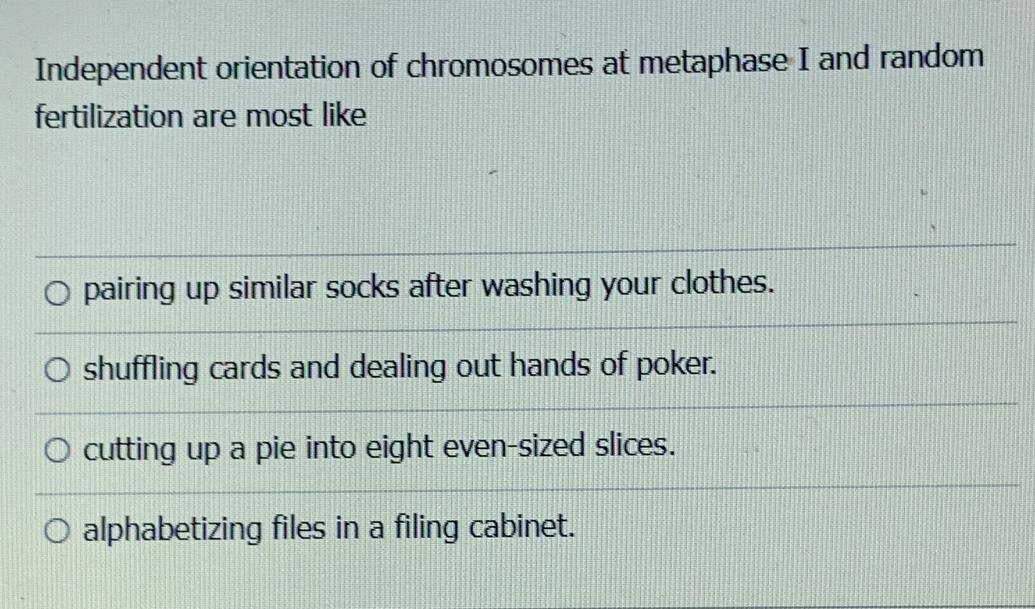 Solved Independent orientation of chromosomes at metaphase I | Chegg.com