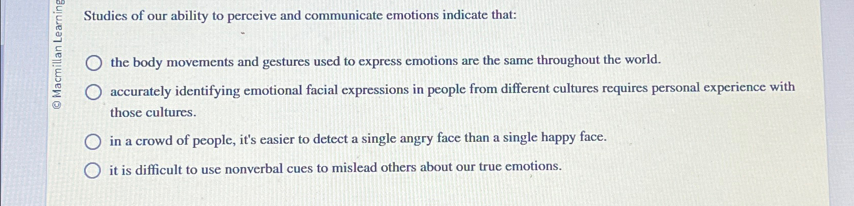 Solved Studies of our ability to perceive and communicate | Chegg.com