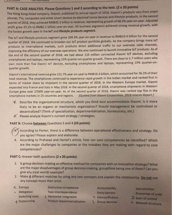 PART A: CASE ANALYSIS. Please Questions 1 and 2 | Chegg.com