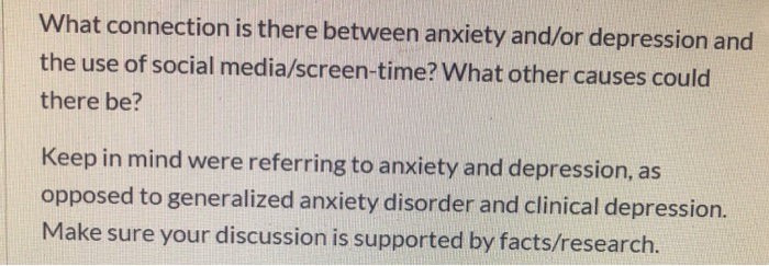 Solved What connection is there between anxiety and/or | Chegg.com