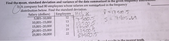 Solved Find the mean, standard deviation and variance of the | Chegg.com
