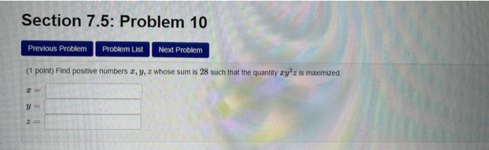 Solved Section 7.5: Problem 10 Previous Problem Problem List | Chegg.com