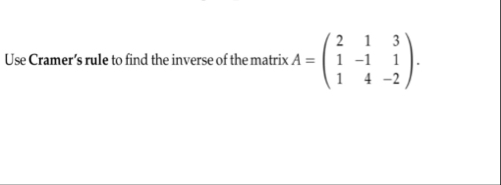Use Cramer's rule to find the inverse of the matrix | Chegg.com