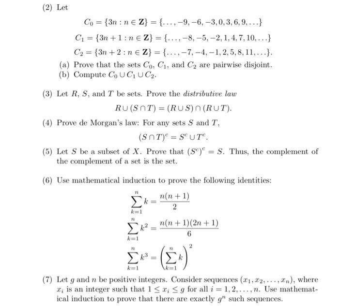 Solved 2 Let Co 3n Ne Z 9 6 3 0 3 6 Chegg Com