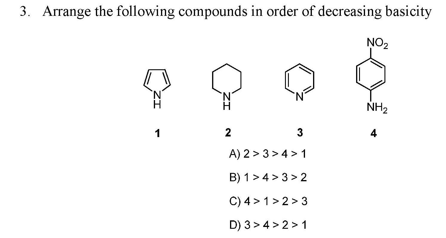 Solved Arrange The Following Compounds In Order Of Decrea Chegg Com