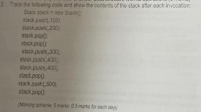 Solved Trace the following code and show the contents of the | Chegg.com