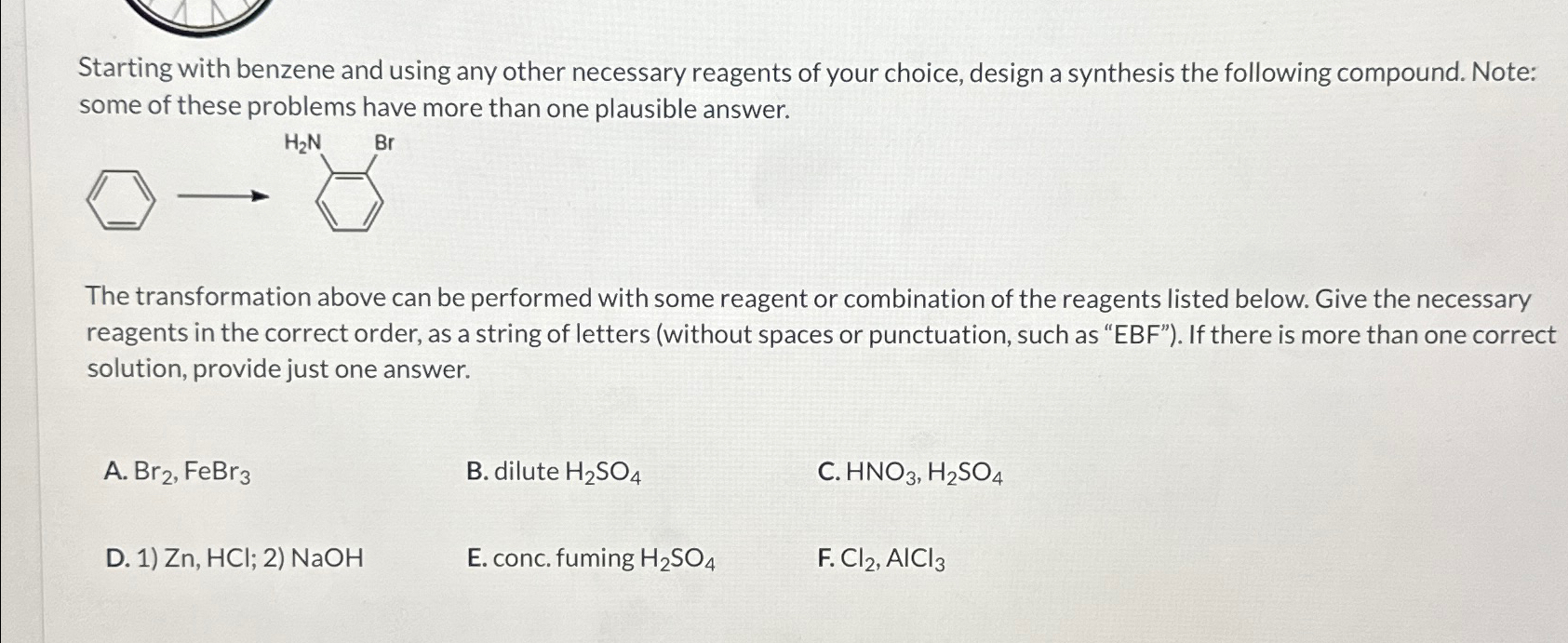 Solved Starting With Benzene And Using Any Other Necessary | Chegg.com