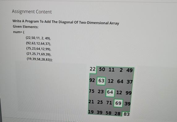 Solved Assignment Content Write A Program To Add The | Chegg.com
