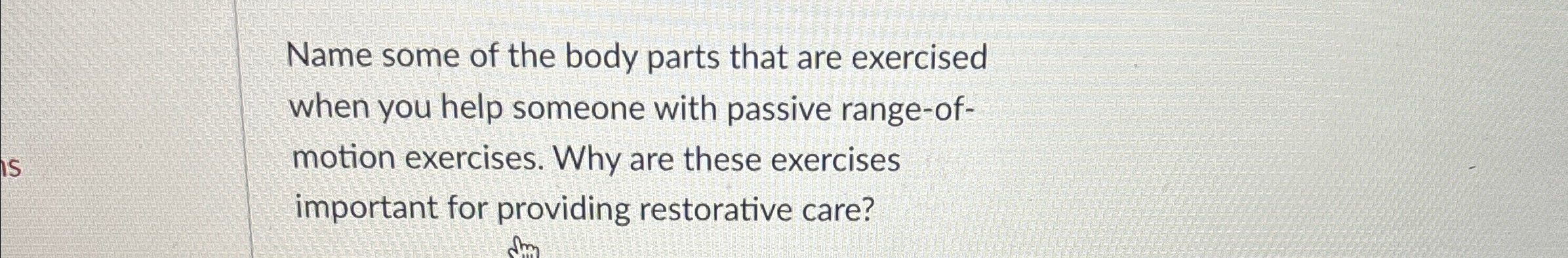 body parts is included in passive range of motion prom exercises