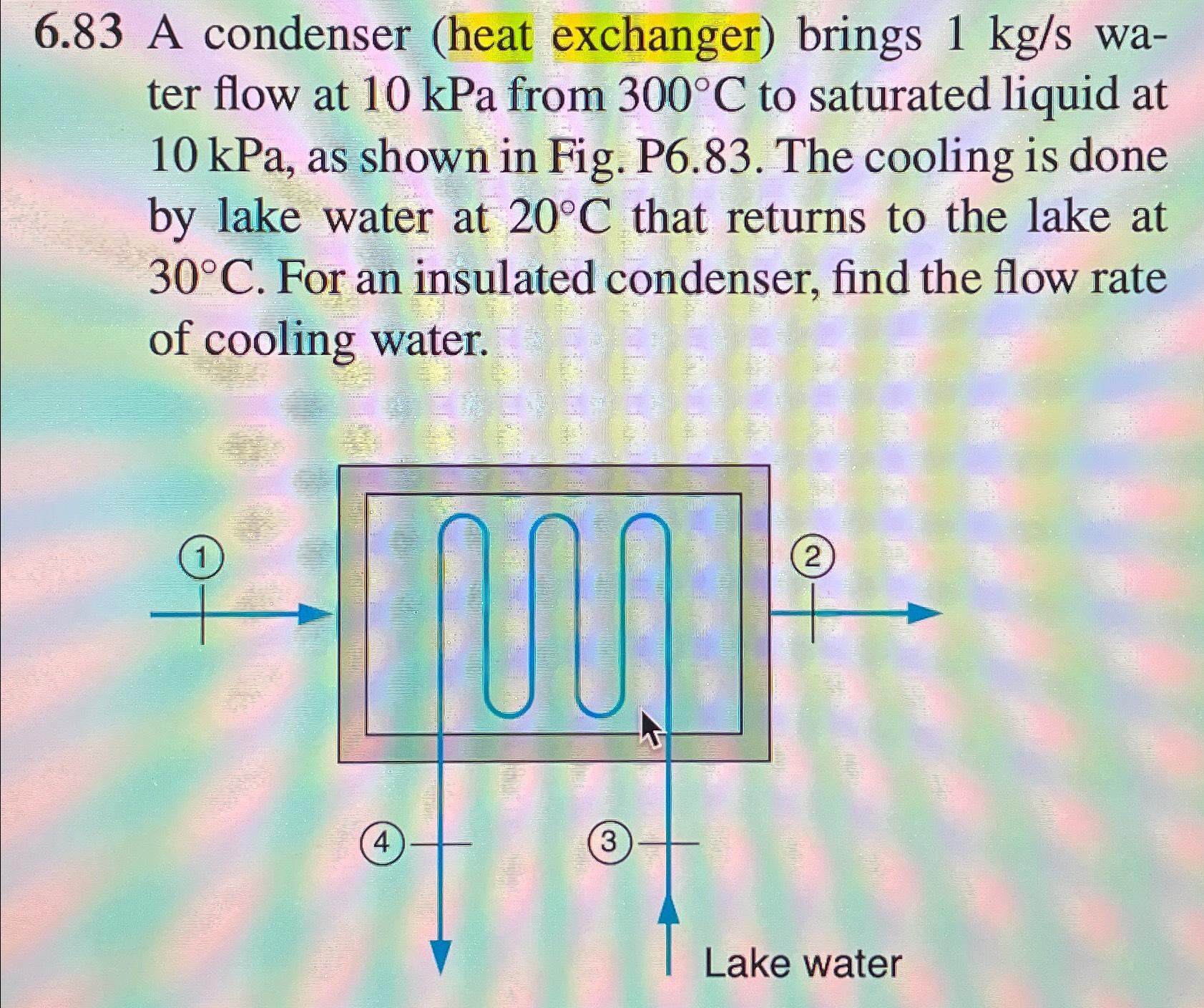 Solved 6.83 ﻿A condenser (heat exchanger) ﻿brings 1kgs