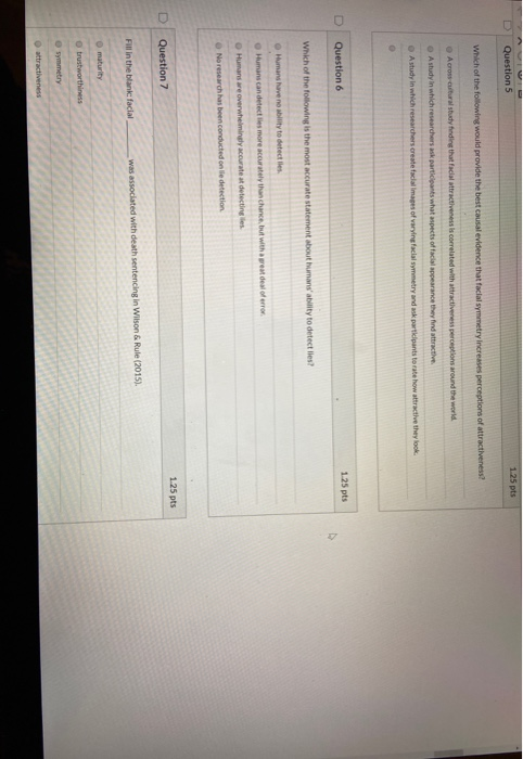 Solved 125 pts D Question 5 Which of the following would | Chegg.com