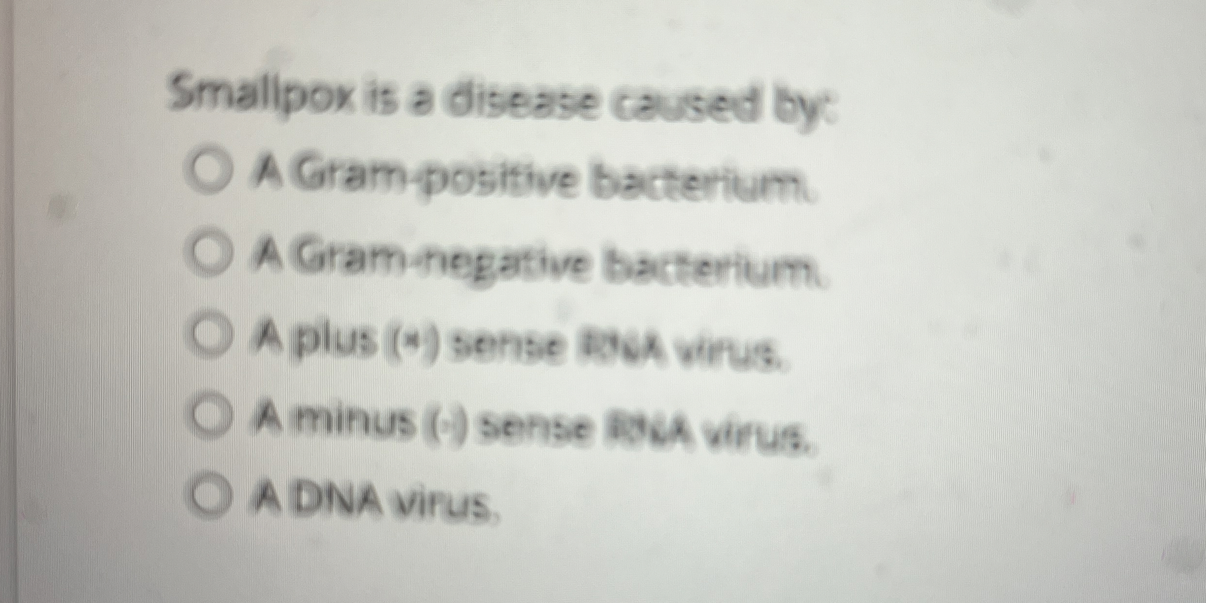 Smalipox is a disease caused bycA Gram-positive | Chegg.com