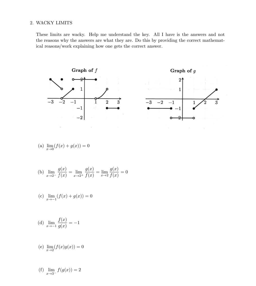 Solved These limits are wacky. Help me understand the key. | Chegg.com