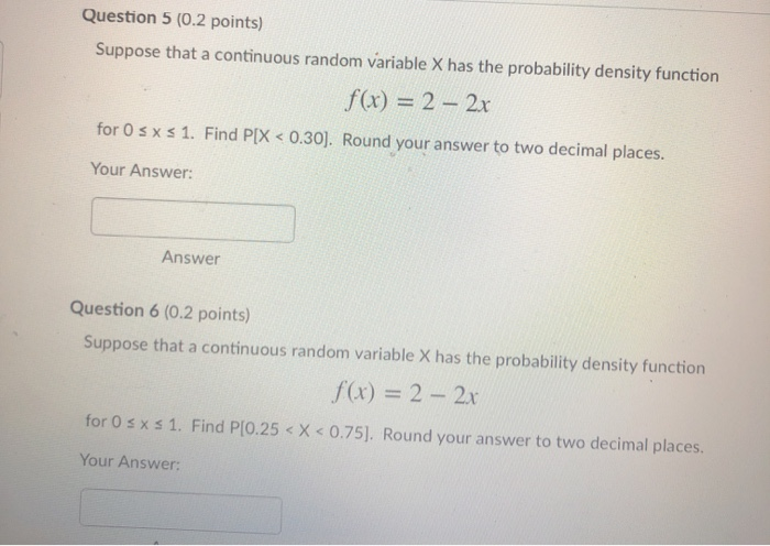 Solved Question 5 (0.2 points) Suppose that a continuous | Chegg.com