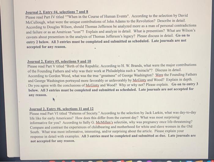 Solved Journal 2. Entry #4. selections 7 and 8 Please read | Chegg.com