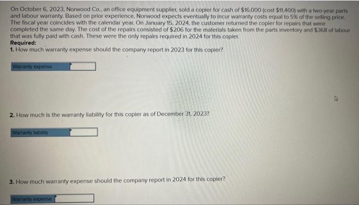 Solved On October 6 2023 Norwood Co An Office Equipment Chegg Com   Image