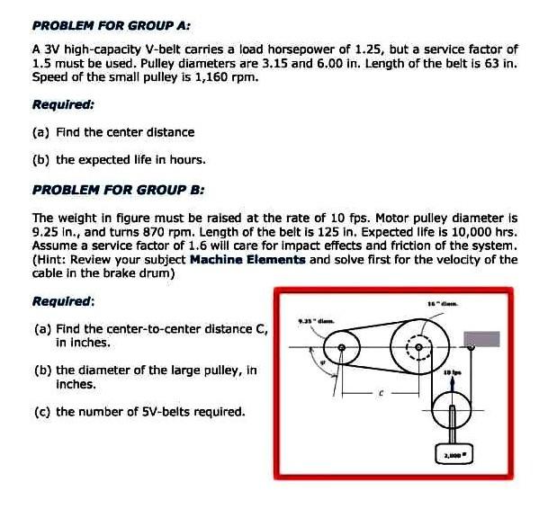 Solved PROBLEM FOR GROUP A A 3V highcapacity Vbelt