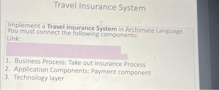 Travel Insurance System Implement a Travel Insurance | Chegg.com