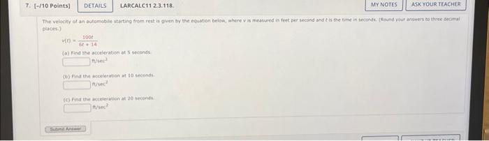 Solved platess) v(0)=6t+14100t (a) Find the acceltration at | Chegg.com