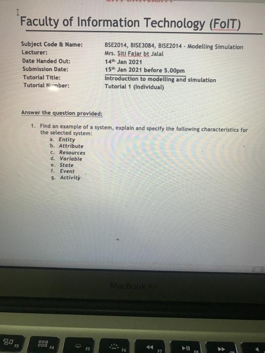 Solved Faculty of Information Technology (FolT) Subject Code | Chegg.com