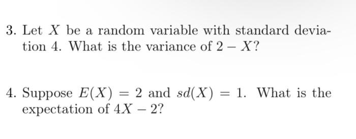 Solved 3 Let X Be A Random Variable With Standard Devia 3970