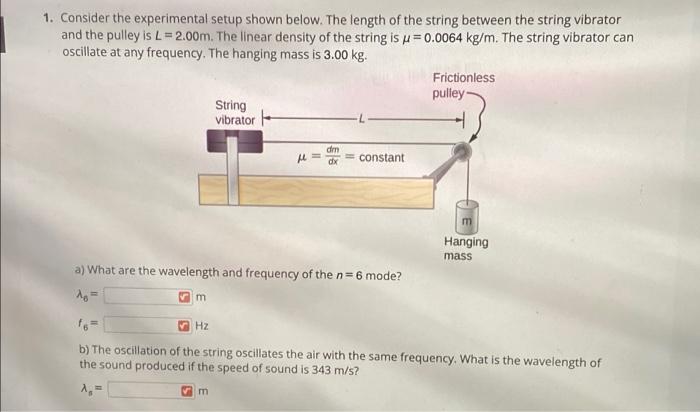 Solved 1. Consider the experimental setup shown below. The | Chegg.com