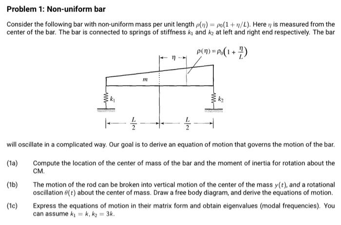 Solved Consider the following bar with non-uniform mass per | Chegg.com