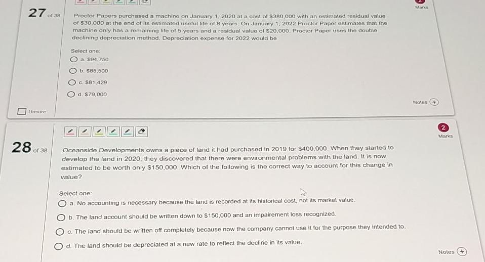 Solved Marks 27 of 38 Proctor Papers purchased a machine on | Chegg.com