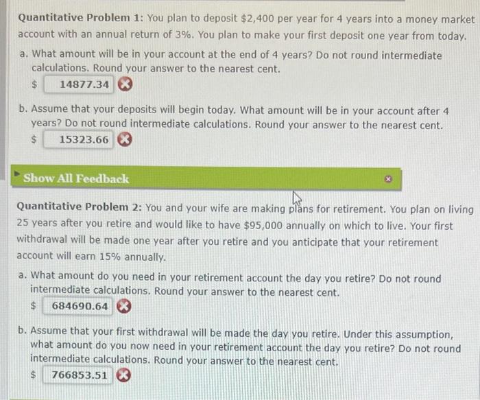Solved Quantitative Problem 1: You plan to deposit $2,400 | Chegg.com