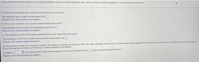 Solved A set of final examination grades in an introductory | Chegg.com
