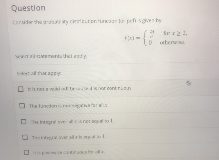 Solved Question Consider the probability distribution | Chegg.com