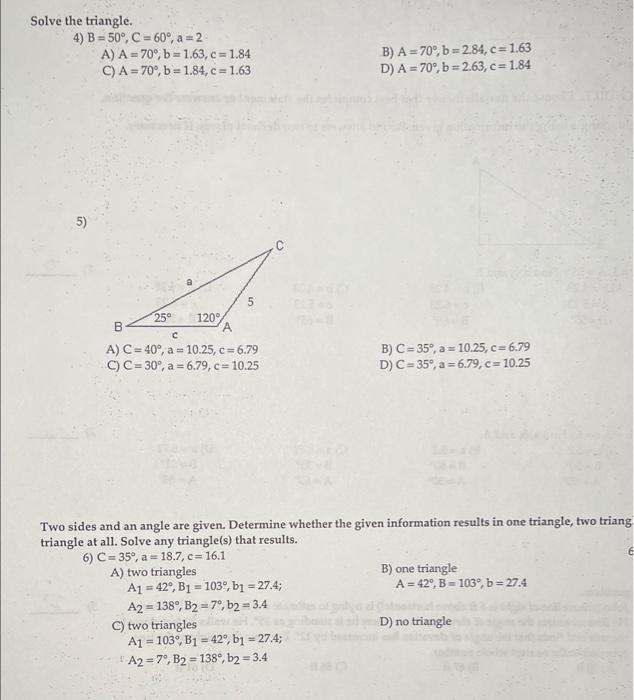 Solved Solve the right triangle using the information given. | Chegg.com