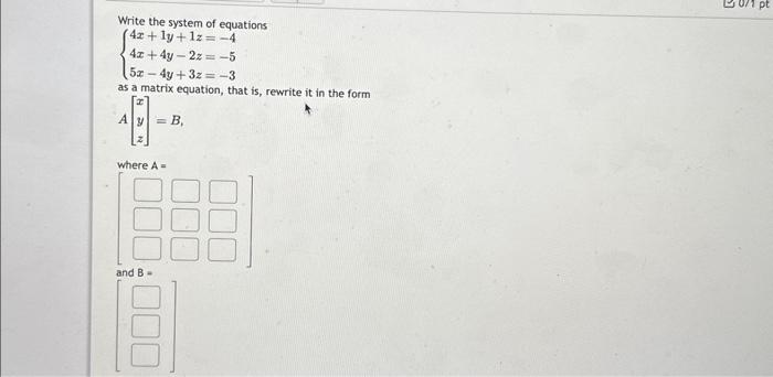 Solved Write the system of equations \\[ | Chegg.com