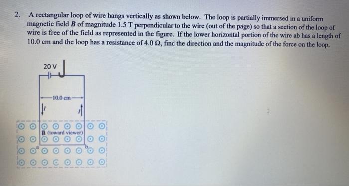 Solved 2. A rectangular loop of wire hangs vertically as | Chegg.com