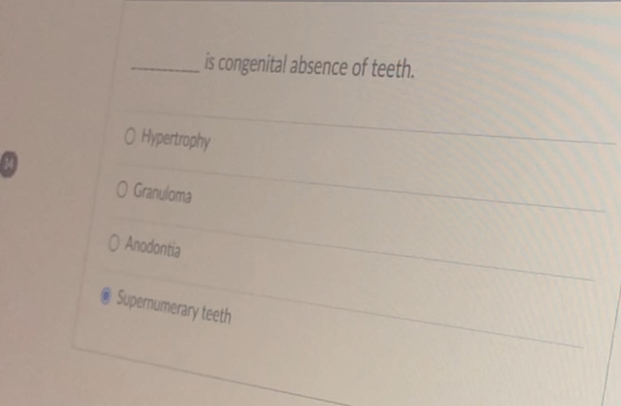 Solved is congenital absence of | Chegg.com