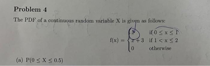 Solved The PDF of a continuous random variable X is given as | Chegg.com