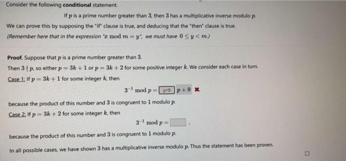 Solved Consider The Following Conditional Statement If P Is