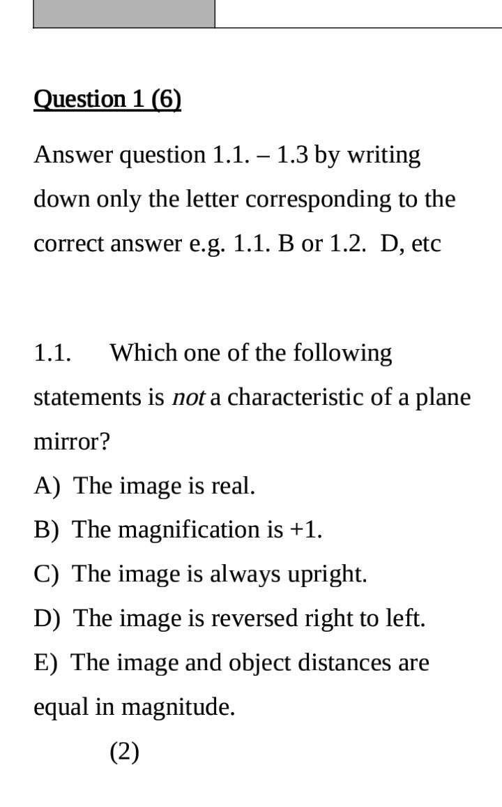 Solved Answer question 1.1. - 1.3 by writing down only the | Chegg.com