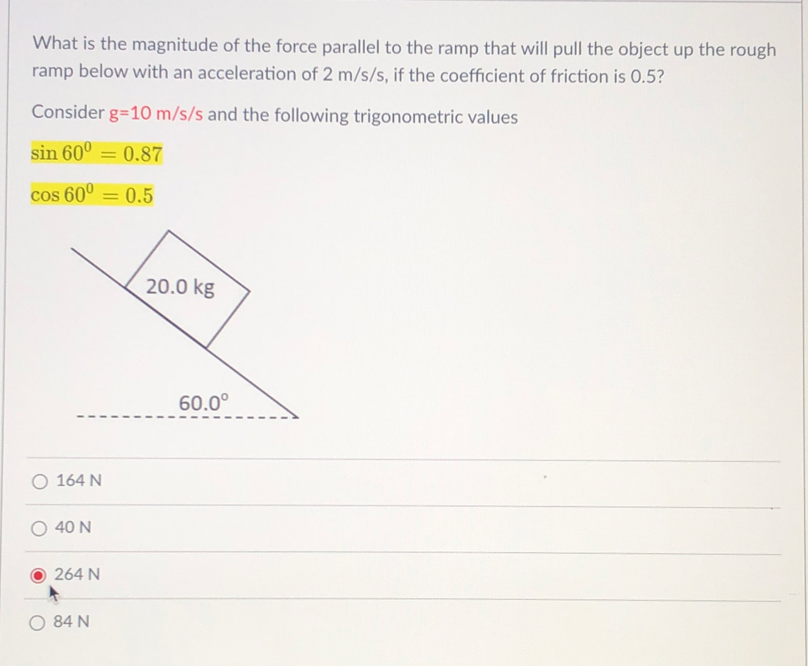 Solved What is the magnitude of the force parallel to the | Chegg.com