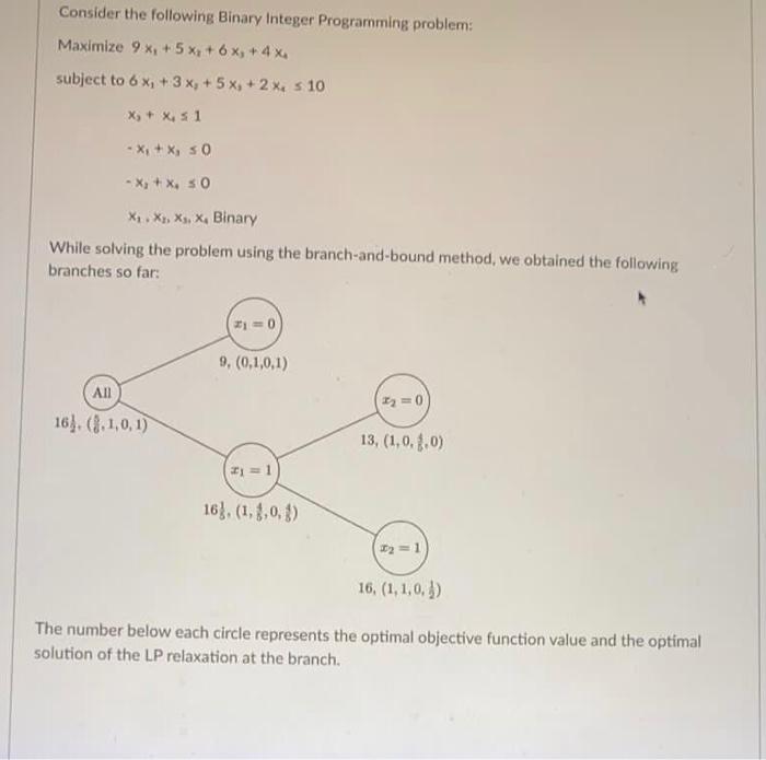 Consider the following Binary Integer Programming | Chegg.com